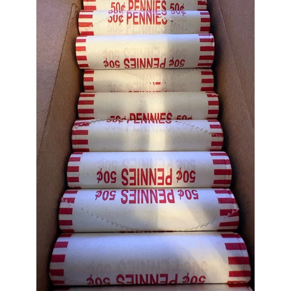 10 Roll Lot of Lincoln Cent/Pennies From Unsearched SEALED Bank Box